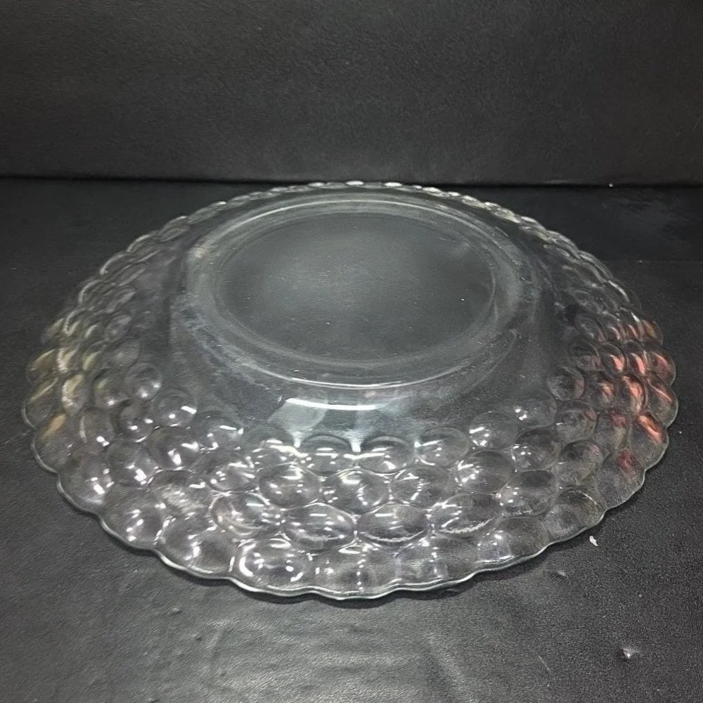 EAPG Bubble Clear Glass Chop Plate, Vtg Honeycomb Serving‎ Platter, Centerpiece